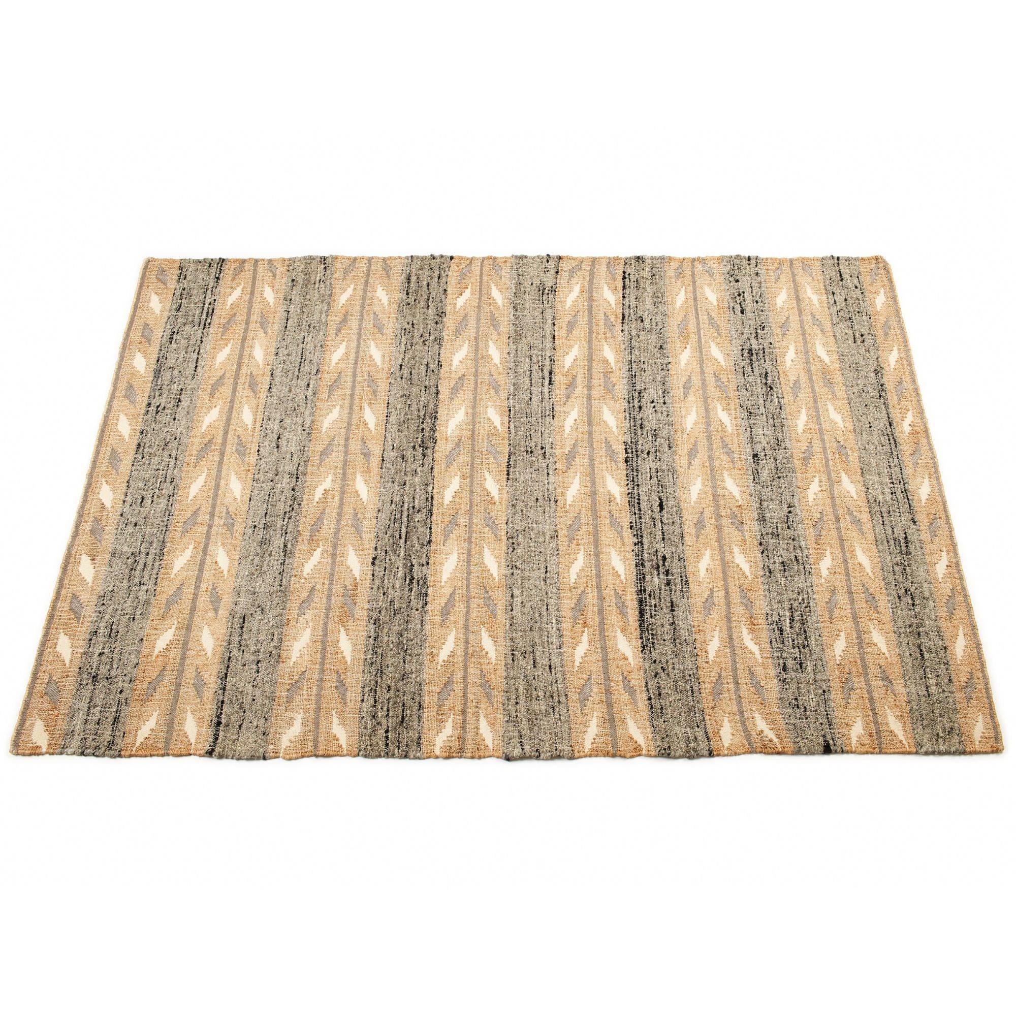 Uneven Arrows Hand Woven Wool Jute Rug In Earthy Hues