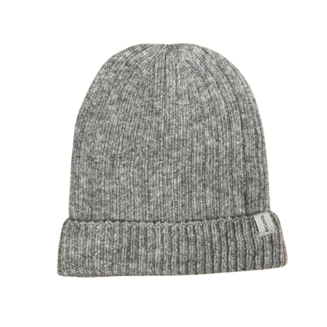 Recycled Wool-Blend Japanese Knit Beanie in Light Gray
