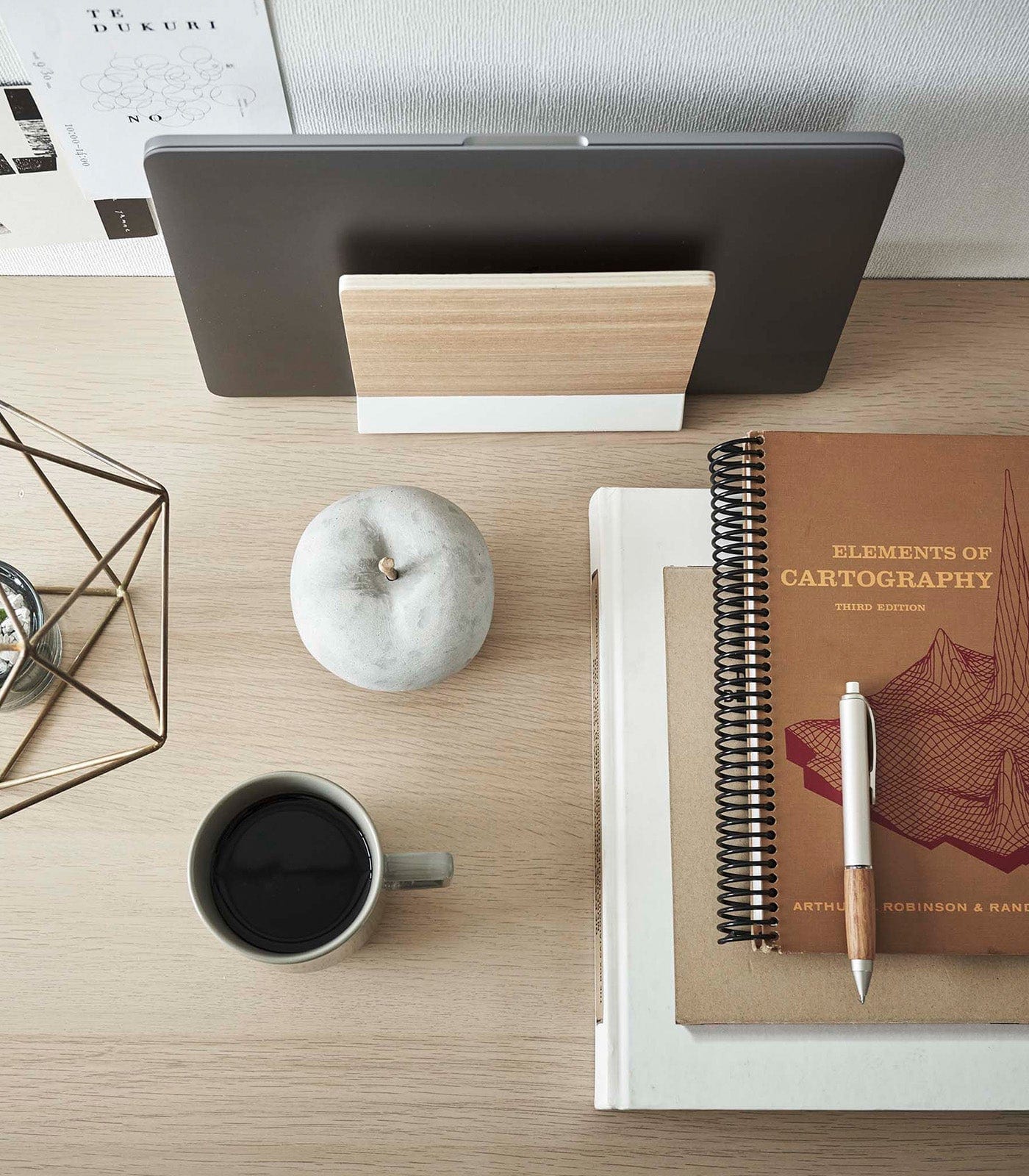 Slim Laptop Stand - Steel + Wood on Desk