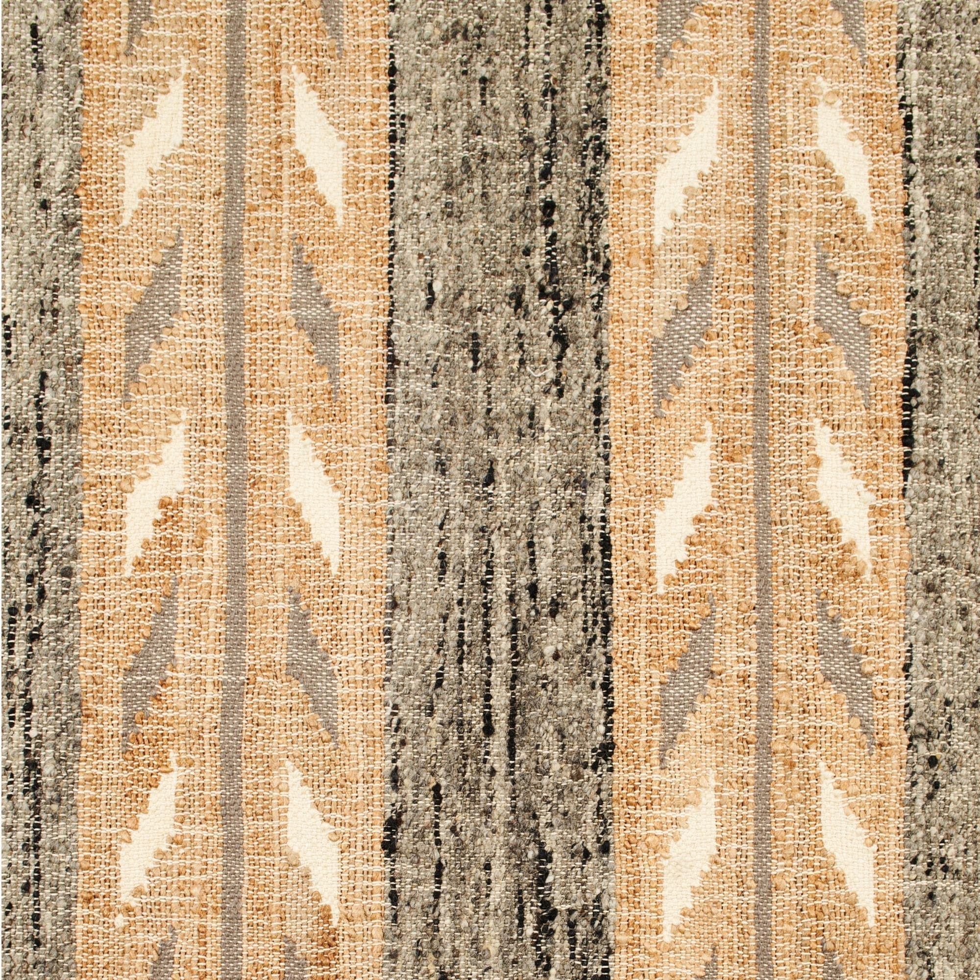 Uneven Arrows Hand Woven Wool Jute Rug In Earthy Hues