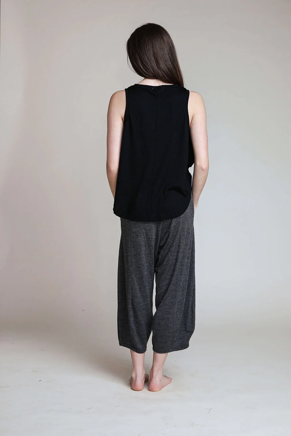 Back view of a merino wool sauna cami designed for unrestricted movement, layering, and wellness rituals.