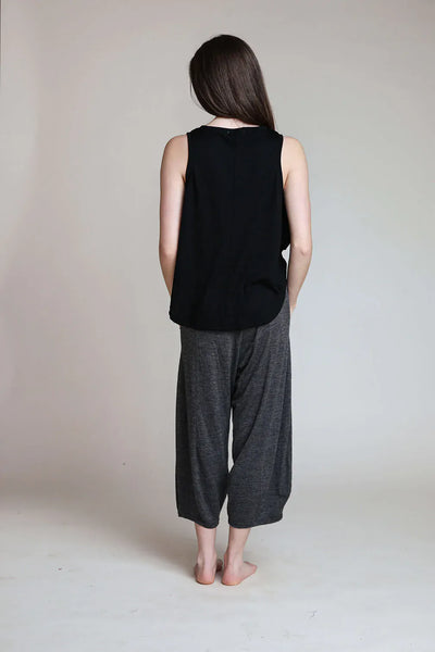 Back view of a merino wool sauna cami designed for unrestricted movement, layering, and wellness rituals.