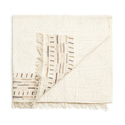 Unah Brown Fully Hand Embroidered Throw Handloom Organic Cotton Throw