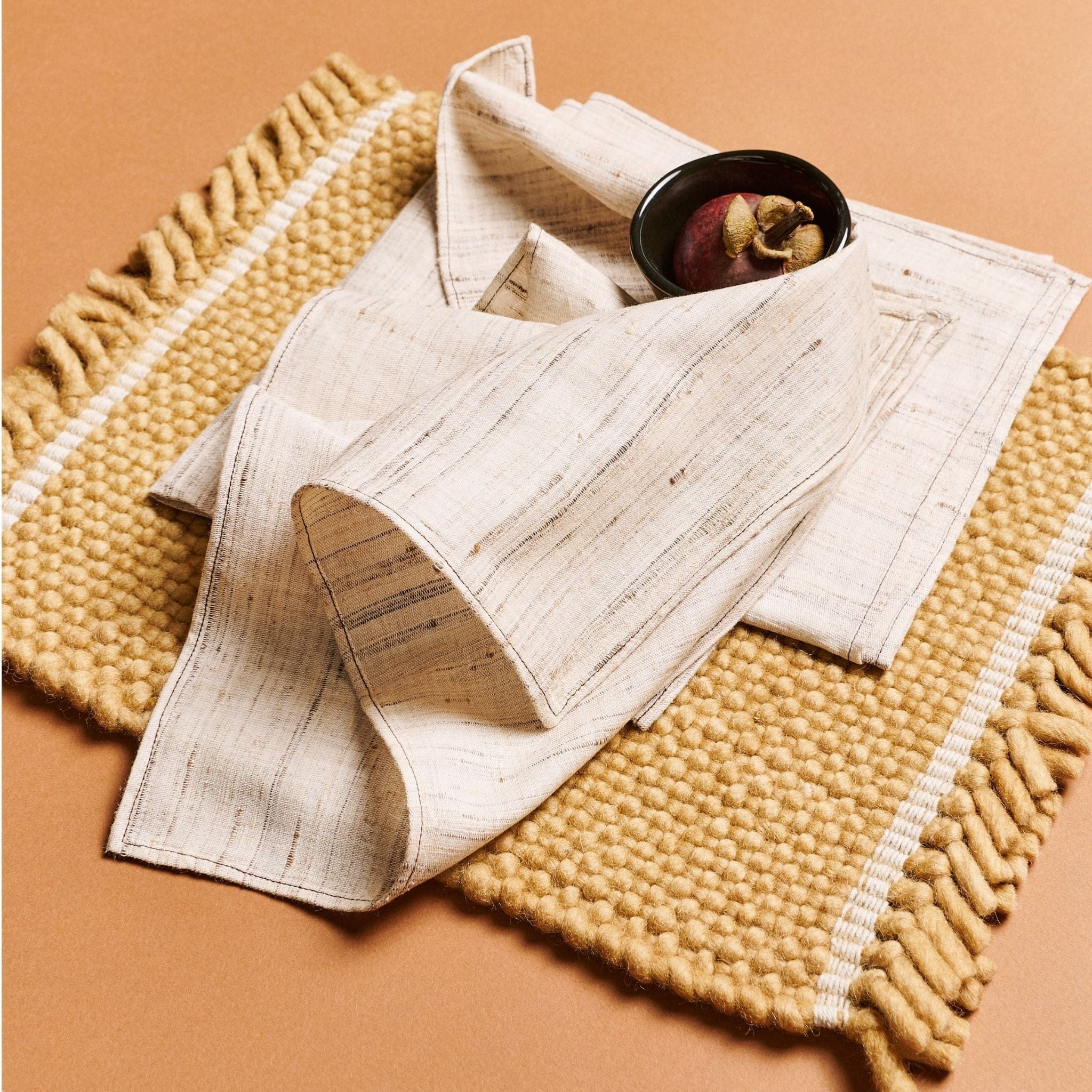 S/4 Kora Off White Peace Silk Handloom Napkin