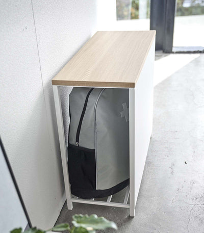 Entryway Storage Organizer & Bench (18" H)  - Steel + Wood