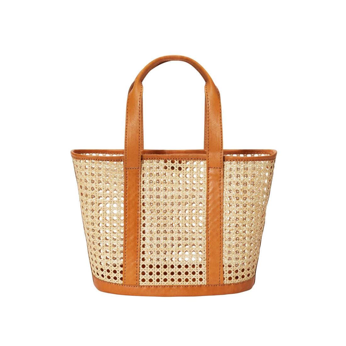 Andrea Handmade Cane Woven and Leather Shopper Tote