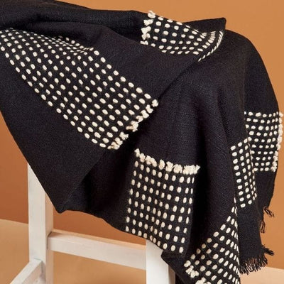 Walnut Black Yak With Hand Knotted Merino Stripes Handloom Throw
