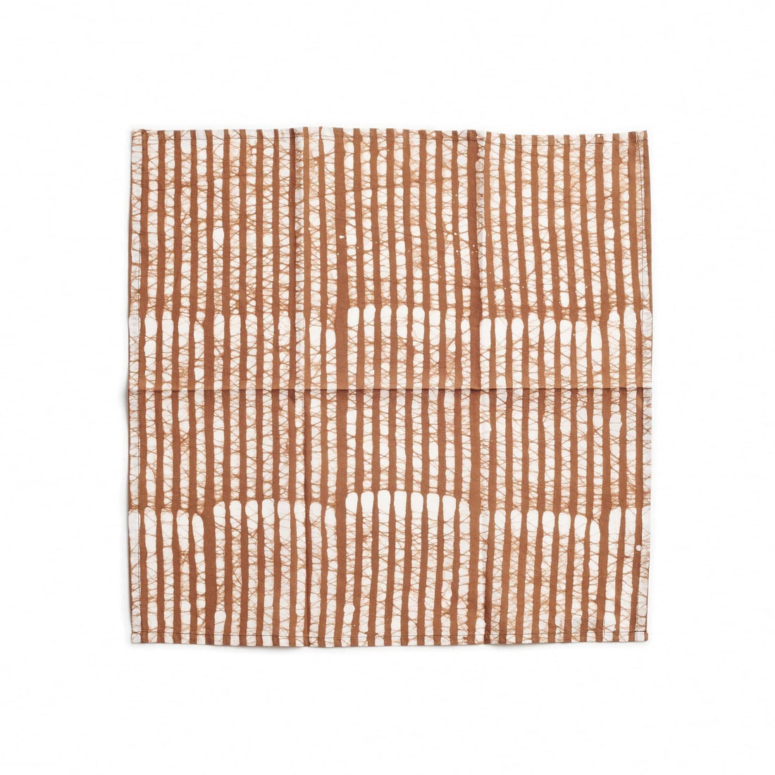 S/4 Oak Brown Stripes Wax Block Print Cotton Table Napkin