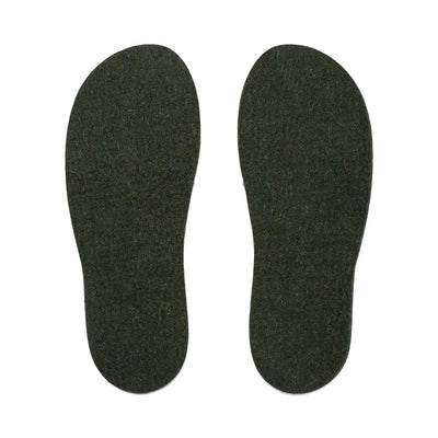 Kyrgies Felt Insoles, pine green wool felt, pair top-down view