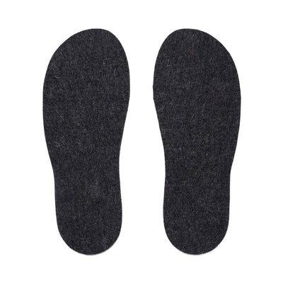 Kyrgies Felt Insoles, charcoal wool felt, pair top-down view