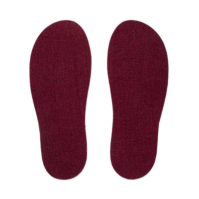Kyrgies Felt Insoles, dark cherry wool felt, pair top-down view