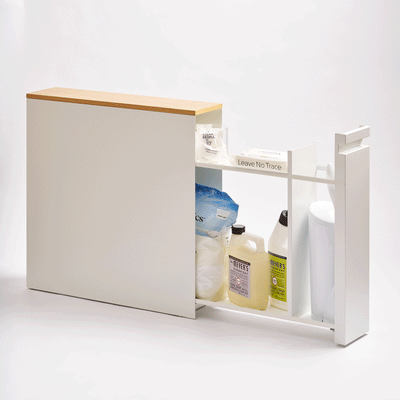 Pull-Out Bathroom Storage Cabinet - Steel + Wood