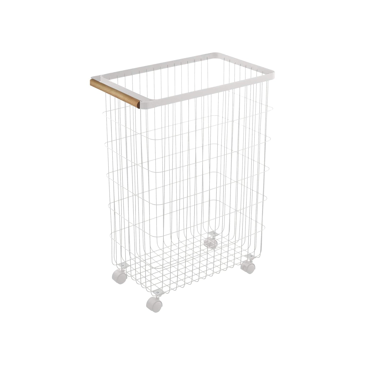 Rolling Wire Basket (24&quot; H)  - Steel + Wood