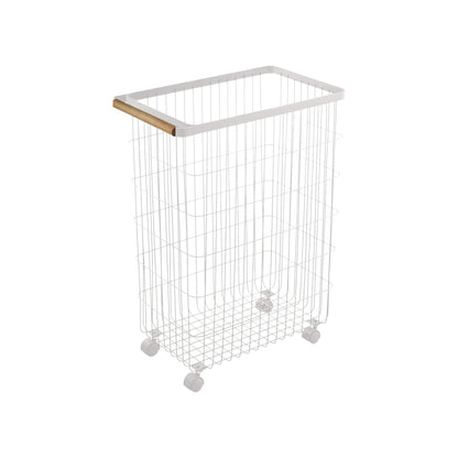 Rolling Wire Basket (24&quot; H)  - Steel + Wood