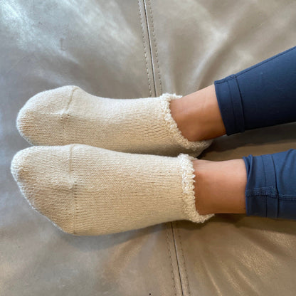 Organic Japanese Cotton Slipper Socks in cream inside