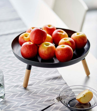 Countertop Pedestal Tray (5" H)  - Steel + Wood