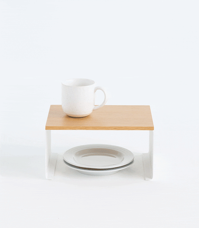 Stackable Countertop Shelf - Two Sizes - Steel + Wood