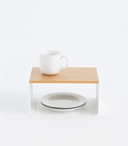 Stackable Countertop Shelf - Two Sizes - Steel + Wood