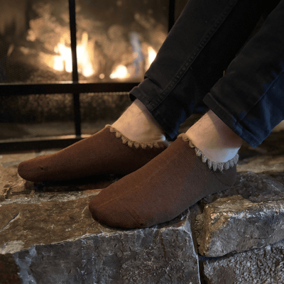 Handcrafted Wool Japanese Slipper Socks with Grips - Large