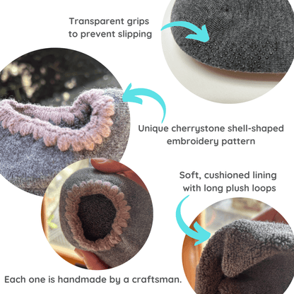 Handcrafted Wool Japanese Slipper Socks with Grips - Large