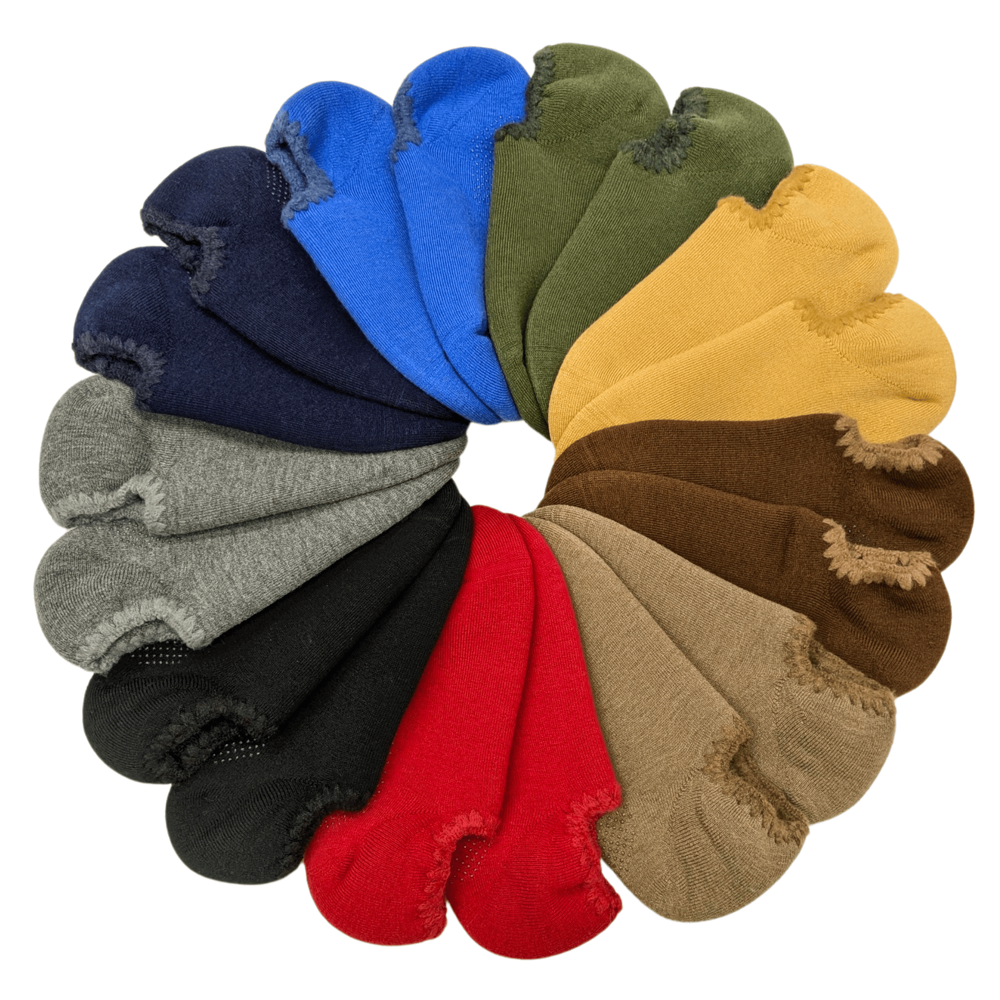 Handcrafted Wool Japanese Slipper Socks with Grips - Large