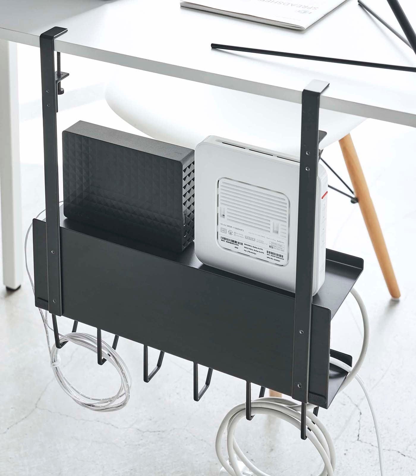 Under-Desk Cable &amp; Router Storage Rack - Steel