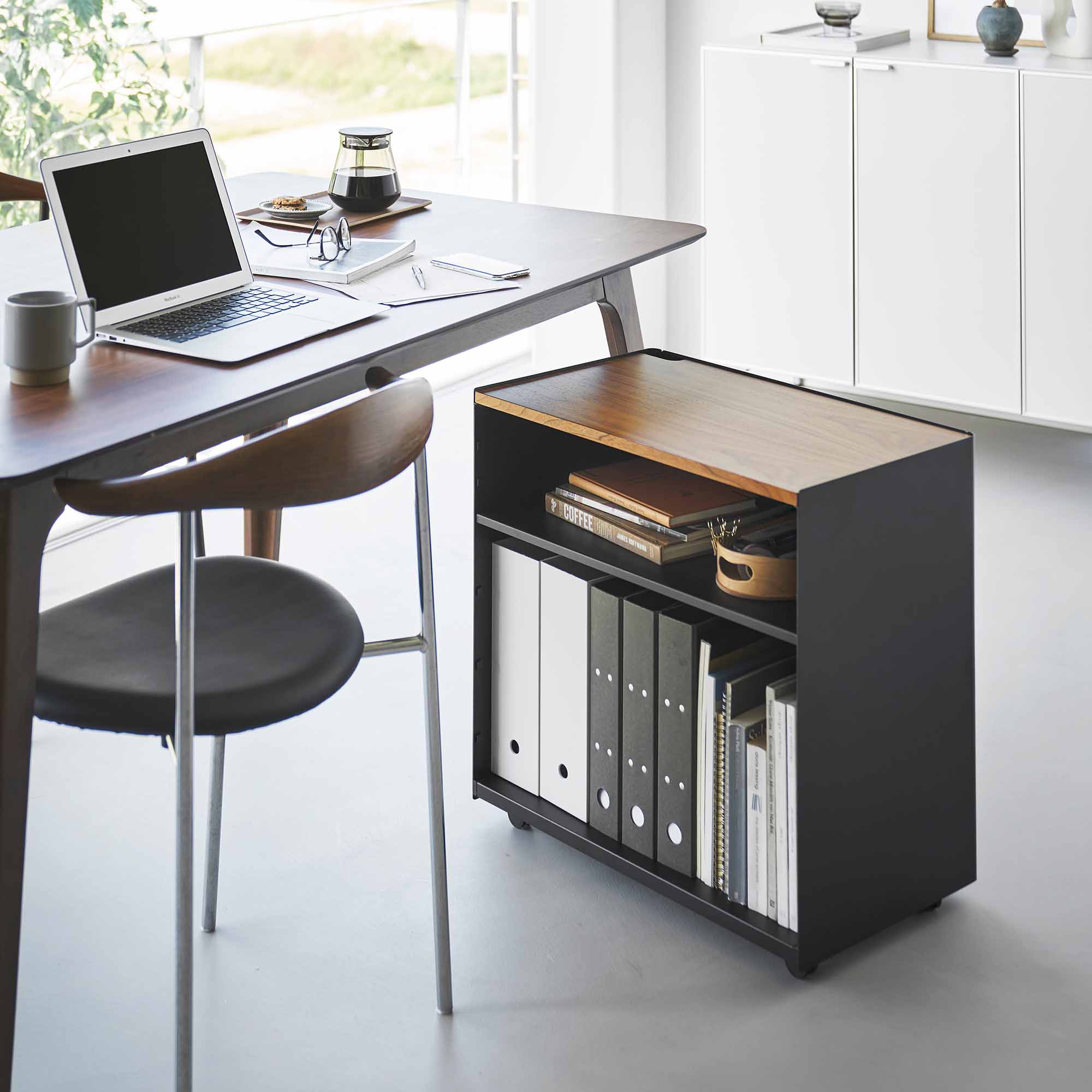 Mobile Hideaway Storage Cart (23" H) - Steel + Wood