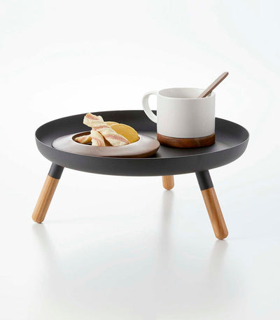 Countertop Pedestal Tray (5" H)  - Steel + Wood