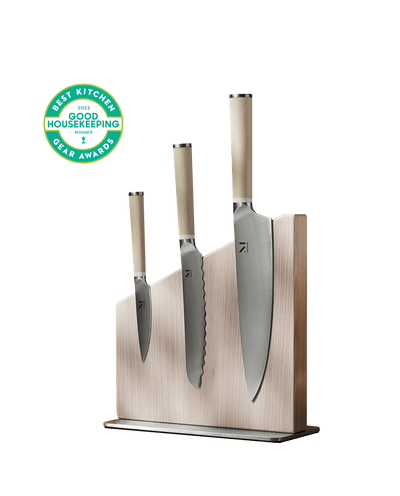 Set The Knives & Stand by Material with Good Housekeeping Gear Award logo on a green background