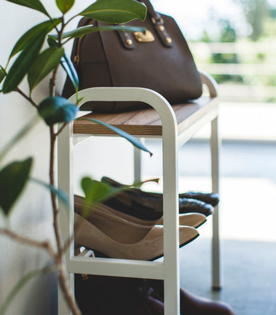 Shoe Organizer & Bench (18" H)  - Steel + Wood