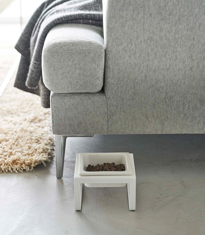 Single Pet Food Bowl - Tall - Steel + Ceramic