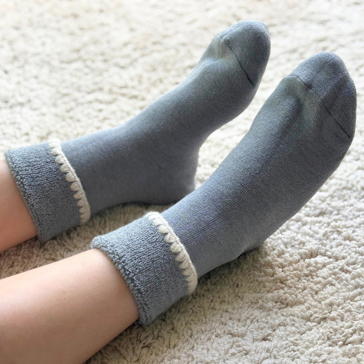 Handcrafted Wool Slipper Crew Socks w/ Grips