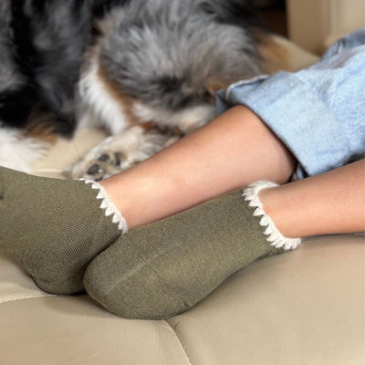 Merino Wool Slipper Socks with Grip — Handmade in Japan