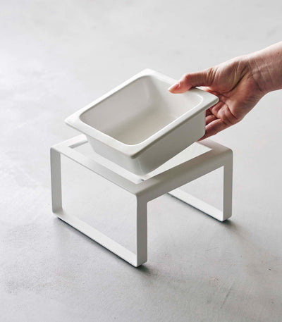 Single Pet Food Bowl - Tall - Steel + Ceramic
