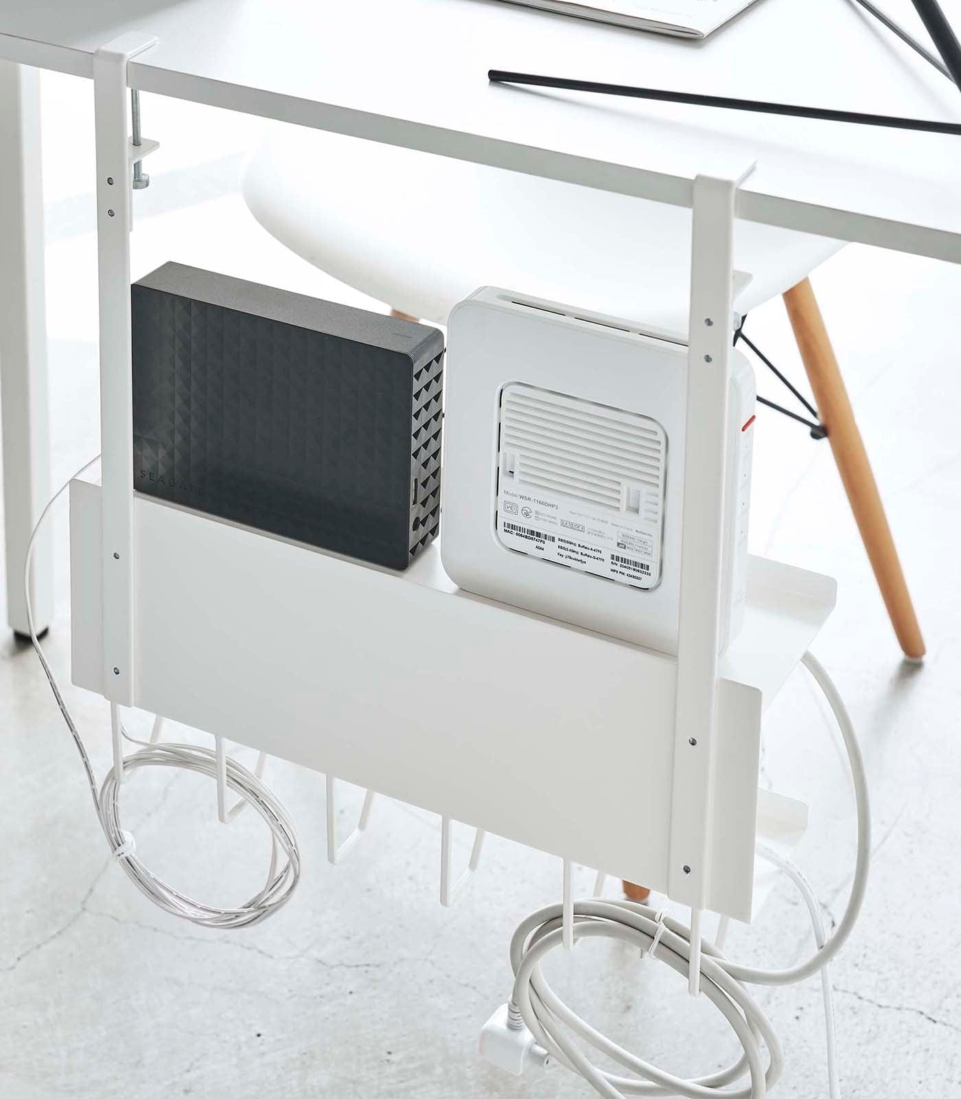 Under-Desk Cable &amp; Router Storage Rack - Steel