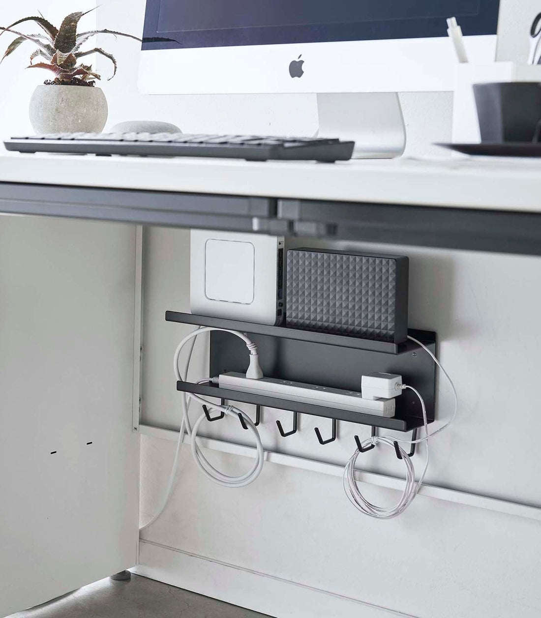 Wall-Mount Cable &amp; Router Storage Rack - Steel