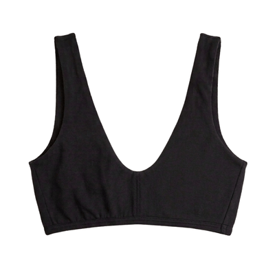 Organic Cotton Everyday Bralette in Black, D-DDD cup, flat front view
