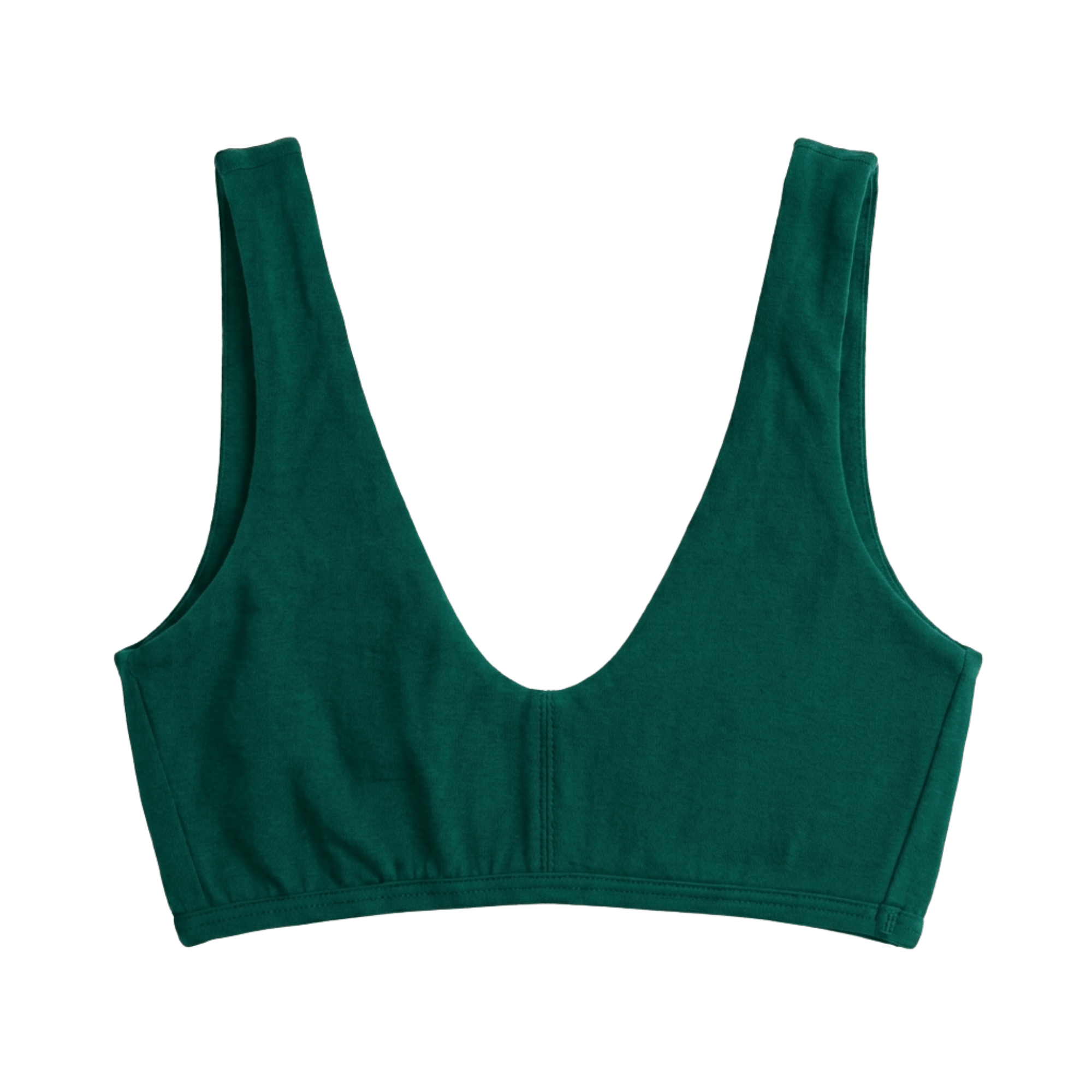 Organic Cotton Everyday Bralette in Lagoon, a dark green color, flat front view