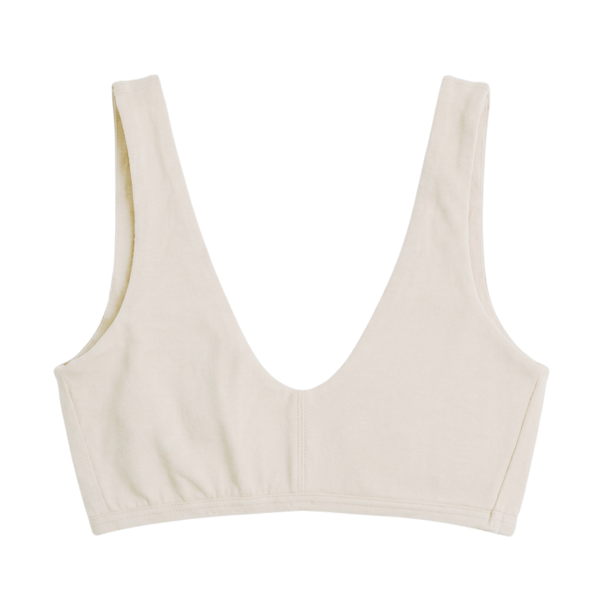 Organic Cotton Everyday Bralette in Natural, an undyed organic cotton color, flat lay front view