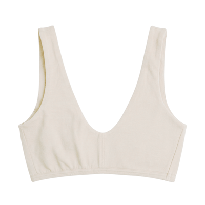 Organic Cotton Everyday Bralette in Natural, an undyed organic cotton color, flat lay front view