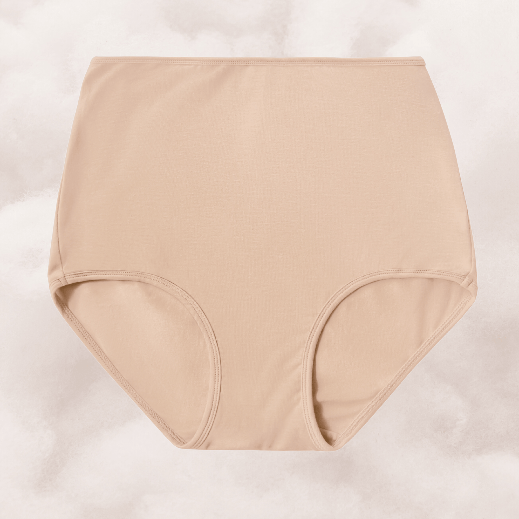 PROCLAIM Organic Cotton High-Rise Brief in Ada Nude, a light beige-tone color, flat lay front view