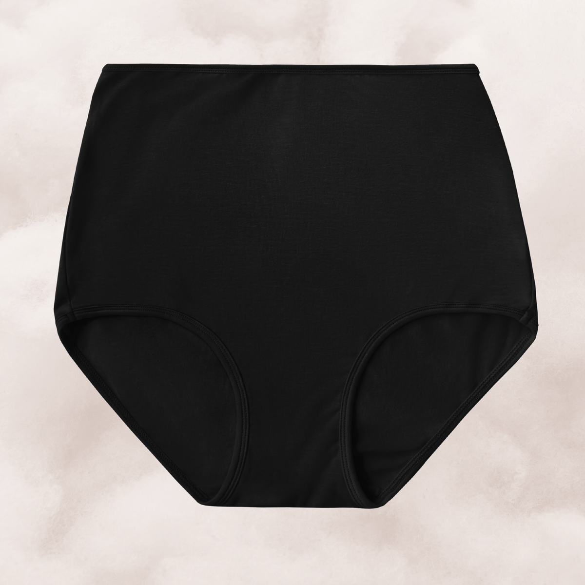 PROCLAIM Organic Cotton High-Rise Brief in Black, flat lay front view