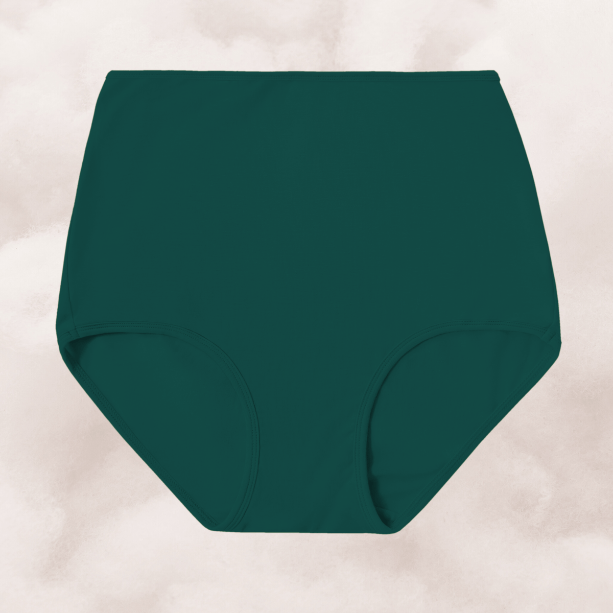 PROCLAIM Organic Cotton High-Rise Brief in Lagoon, a dark green color, flat lay front view