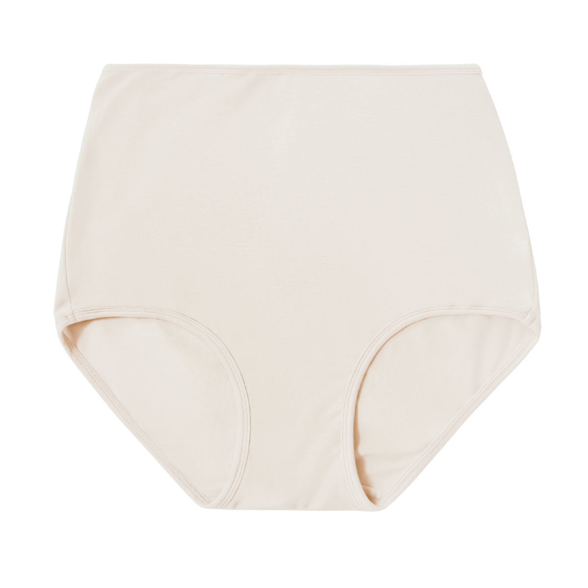 PROCLAIM Organic Cotton High-Rise Brief in Natural, an undyed organic cotton color, flat lay front view