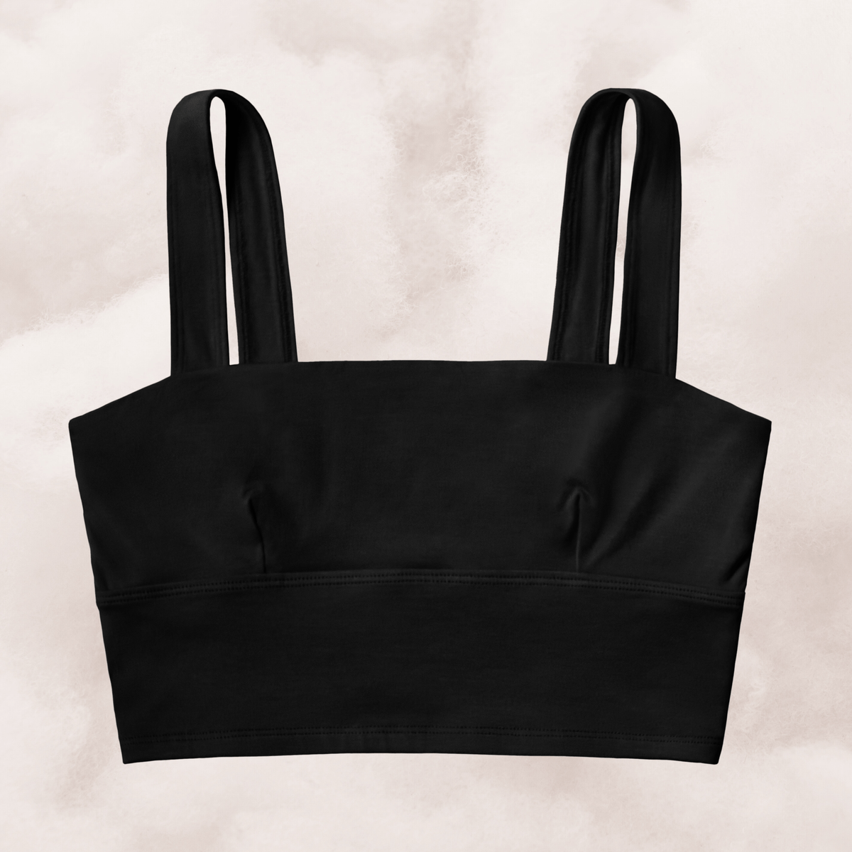 PROCLAIM Organic Cotton Square Neck Bralette in Black, flat lay front view