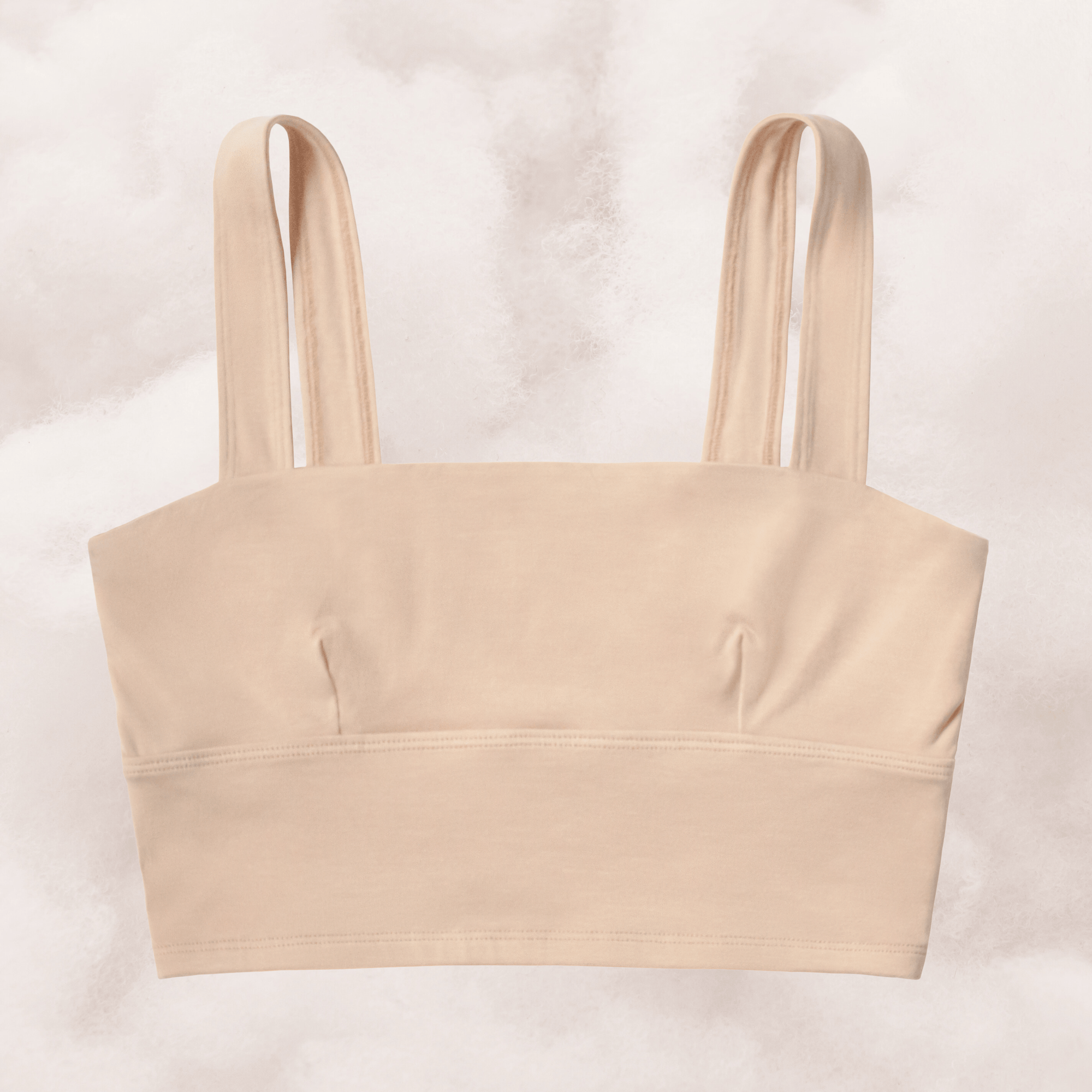 PROCLAIM Organic Cotton Square Neck Bralette in Ada Nude, a light beige-tone color, flat lay front view