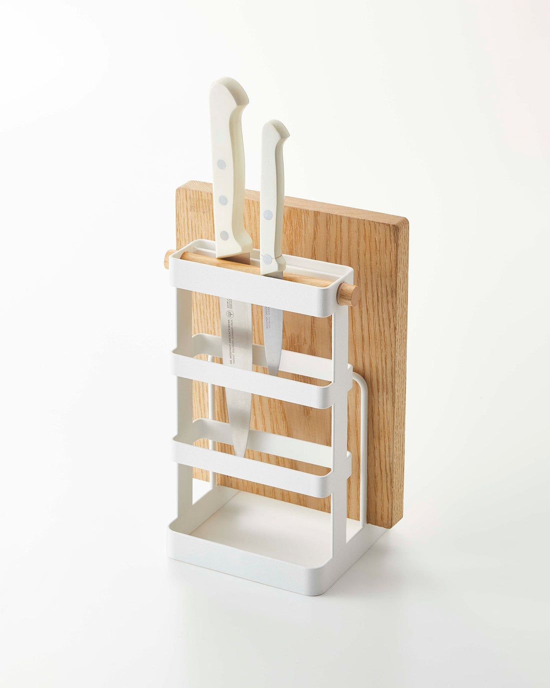 Knife &amp; Cutting Board Stand - Steel + Wood