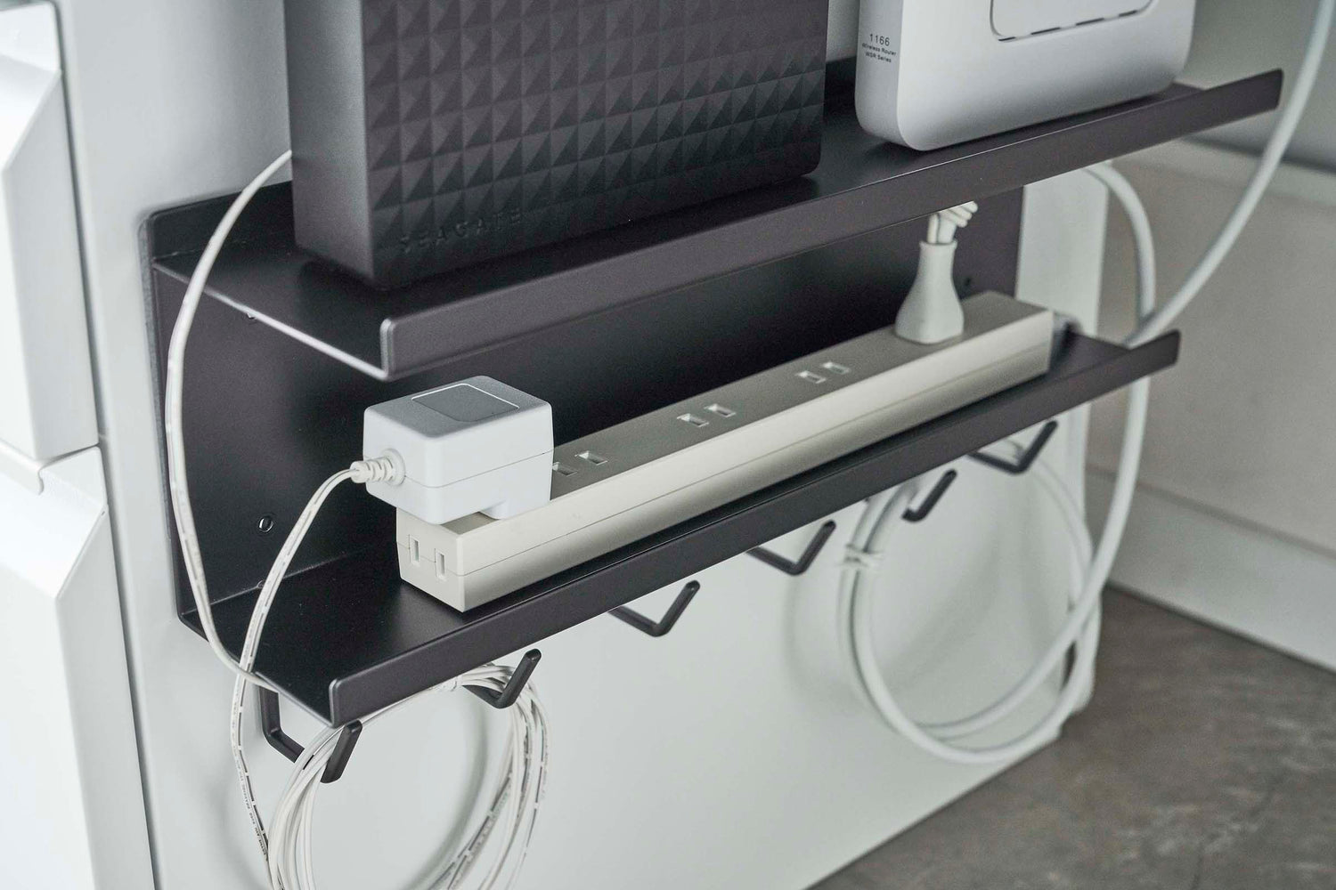 Wall-Mount Cable &amp; Router Storage Rack - Steel