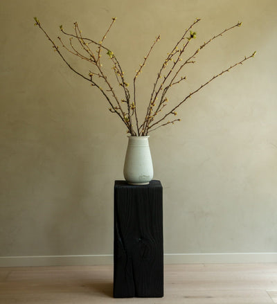 Charcoal Sculpture Pedestal - Medium by House of Leon shown styled with vase