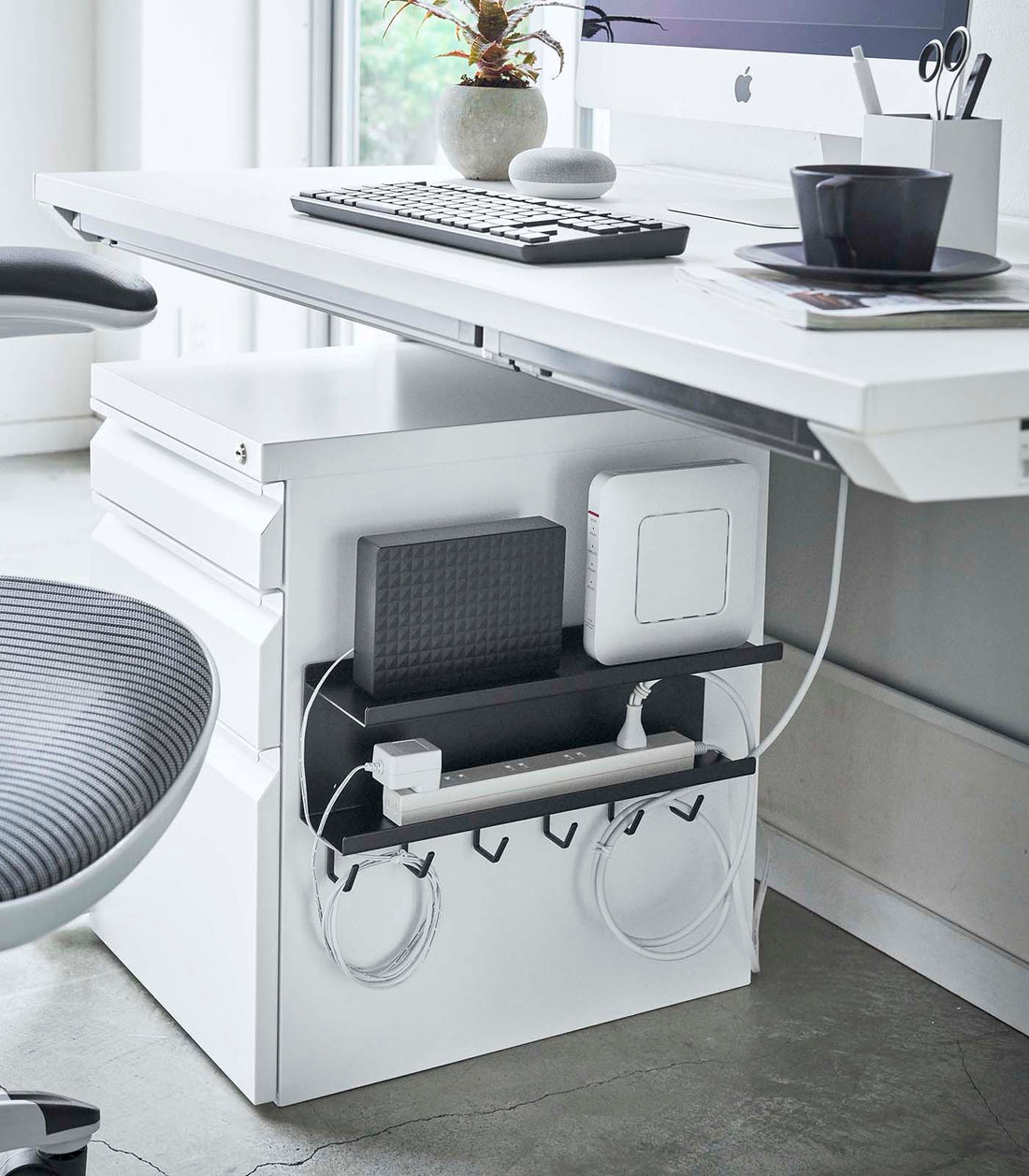 Wall-Mount Cable &amp; Router Storage Rack - Steel